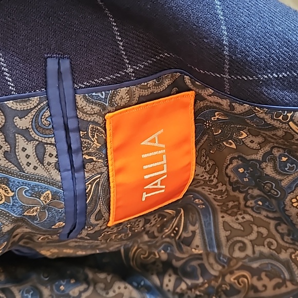 Tallia Mens Sport Coat Wool Paisley Lining GQ Style Plaid Executive Casual 40R - Picture 7 of 14